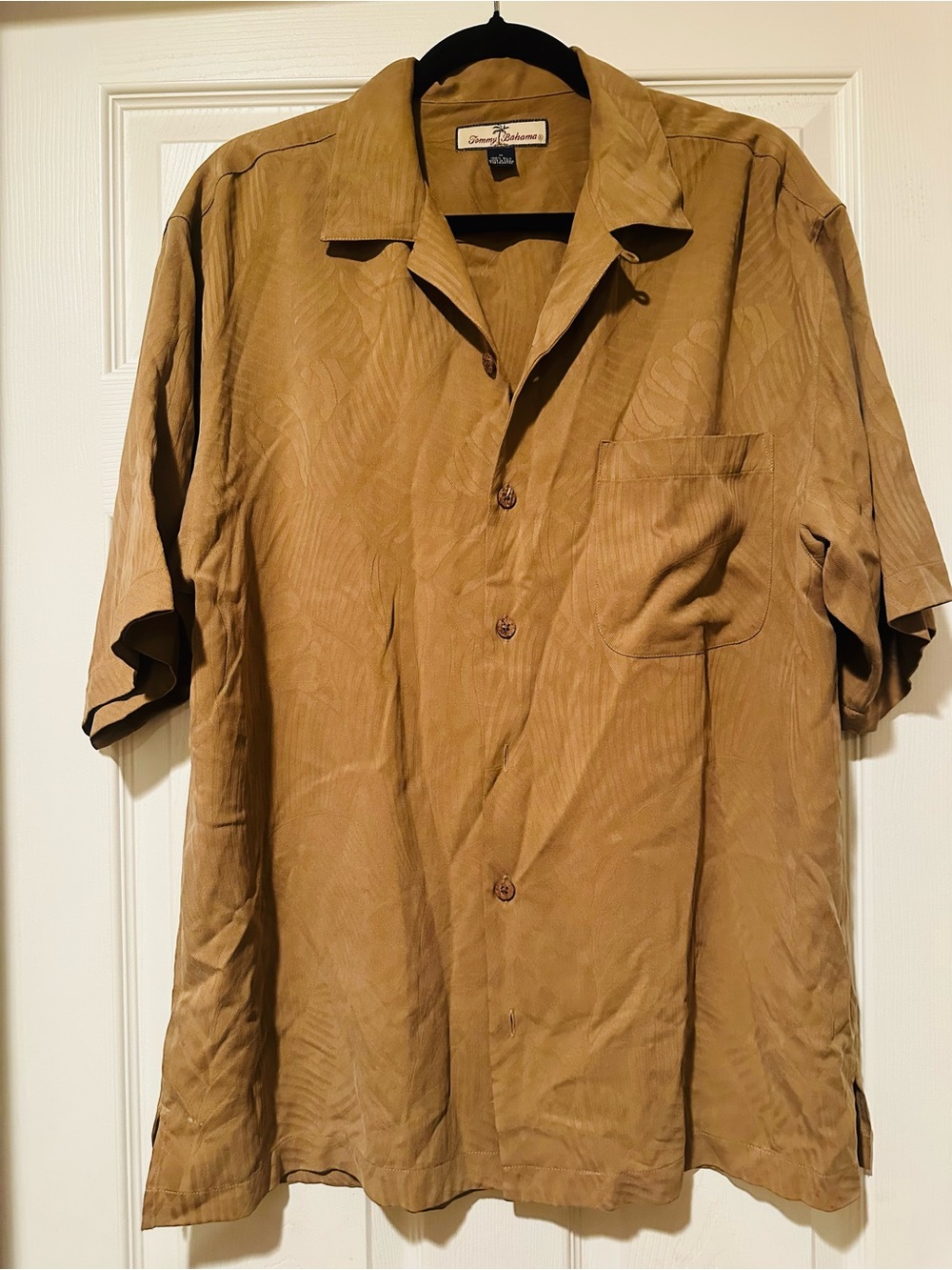Tommy Bahama Tan Silk Button-Up Shirt